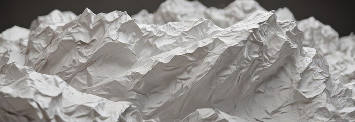 Deep creases, heavily wrinkled white paper, crumpled texture , crumple, isolated background, old paper