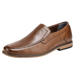 Brown leather loafer shoe product shot