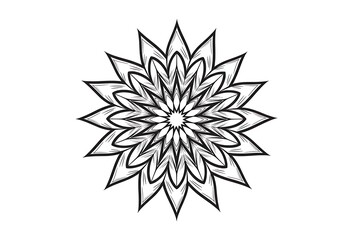 Mandala flower floral design pattern art graphic decoration decorative ornament illustration vector shape in black and white for adult coloring book. can use for print , coloring and card design