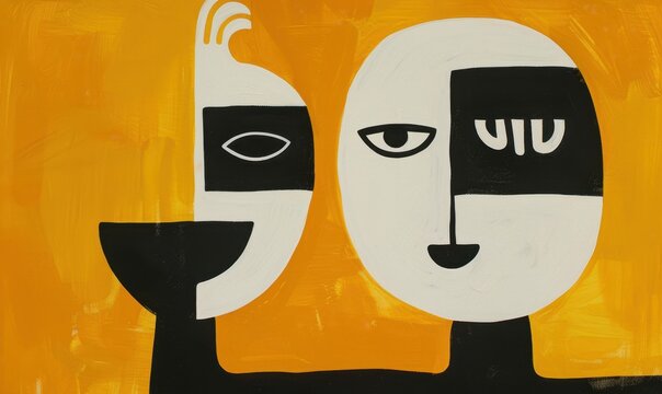 Abstrakte Gesichter im Dialog