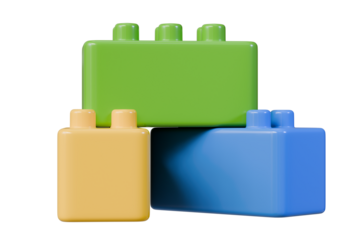 3d Plastic toy blocks or Plastic toy brick icon. toy building concept blocks. 3d Minimal toy brick block for children game education puzzle structure. blocks for children's play concept. 3d rendering.