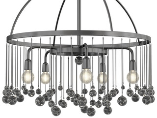 Aubrey Round Chandelier 2 tier , crystal and silver material , Elegant Lighting Fixture Against...