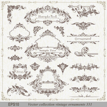 Vector Borders - Vintage Ornaments, Golden Frames, Elegant Clipart, EPS Corners for Scrapbooking, Invitations, Wedding Cards