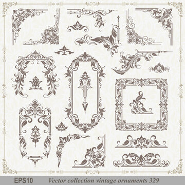 Vector Borders - Vintage Ornaments, Golden Frames, Elegant Clipart, EPS Corners for Scrapbooking, Invitations, Wedding Cards