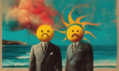 Melancholische Geschäftsmänner am Meer