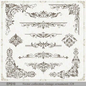 Vector Borders - Vintage Ornaments, Golden Frames, Elegant Clipart, EPS Corners for Scrapbooking, Invitations, Wedding Cards