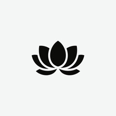 Minimalist Black Lotus Flower Logo – Elegant Modern Design on White Background