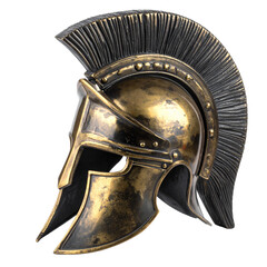 Naklejka premium Ancient Bronze Greek Warrior Helmet Displayed isolated on transparent or white background