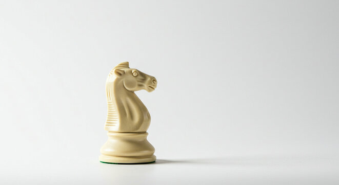 Ivory chess piece valiant knight stares ahead