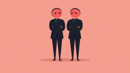Zwei Geschäftsmänner mit roten Gesichtern, stilisierte Illustration