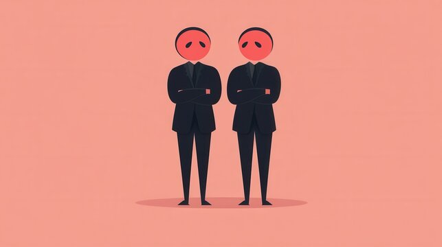 Zwei Gesch&auml;ftsm&auml;nner mit roten Gesichtern, stilisierte Illustration