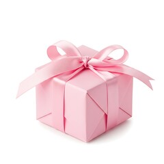Obraz premium Pink Gift Box with Ribbon and Bow Isolated on White Background