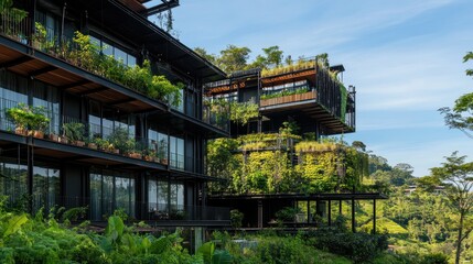 Eco-Luxury Hotel Integrated with Lush Greenery in Mountainside