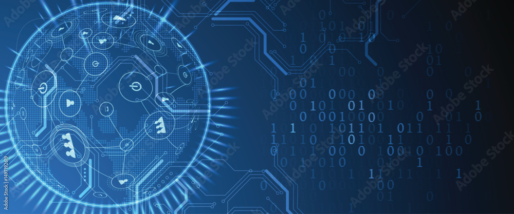 Aufkleber abstract neon high technology and science background