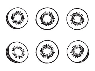 Fresh Kiwi Line Art Drawing