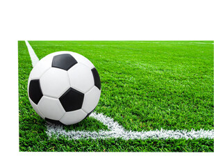Fototapeta premium Soccer Field Corner with Ball isolated on transparent or white background