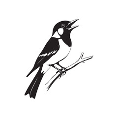 Vector illustration of a bird perched on a tree branch, featuring a clean and stylized design isolated on white background.