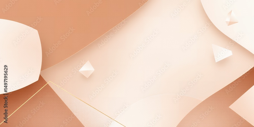 Aufkleber abstract beige and peach background with geometric shapes and golden lines modern design texture