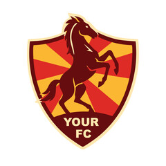 Soccer Club Emblem with Rearing Horse and Football