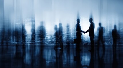 Corporate environment showcasing successful handshake between executives..
