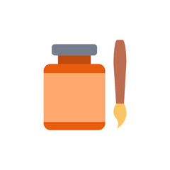 Vivid color paint pot and brush illustration for artistic endeavors display