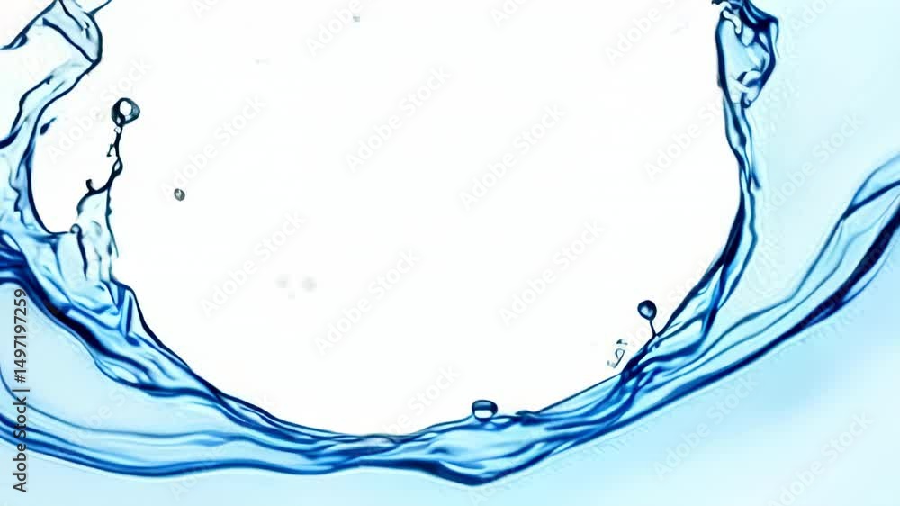 Poster abstract water. dynamic splash. transparent fluid. clear blue. liquid motion. fresh clean. studio ph