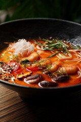 Delicious soup with vegetables and seasoning