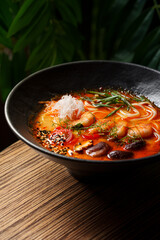 Delicious soup with vegetables and seasoning