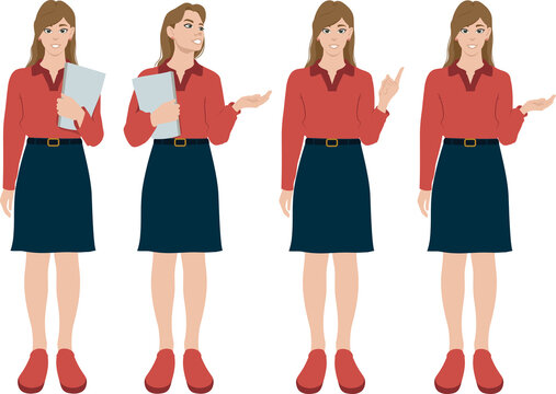 Business Woman Character with Different Poses