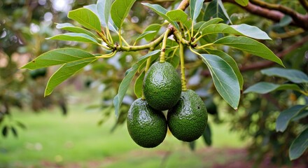 Stunningly Detailed Photograph of Avocado Tree Growing Naturally Tropical Fruit