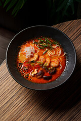 Delicious soup with vegetables and seasoning