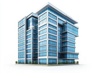 3D Buildings. Modern Cityscape of Isolated Buildings in White Background