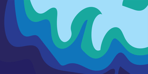 Sea waves layered vector background illustration and sea beach modern