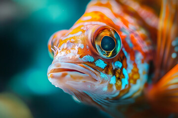 Man woman person scuba diving underwater surrounded by colorful tropical fish in sunlight rays marine exploration generative ai