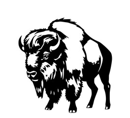 Majestic Bison in Silhouette: A striking silhouette of a bison showcases the raw power and untamed spirit of the American wilderness.