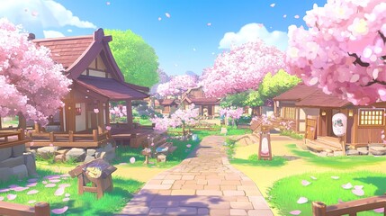 Obraz premium spring landscape with a house