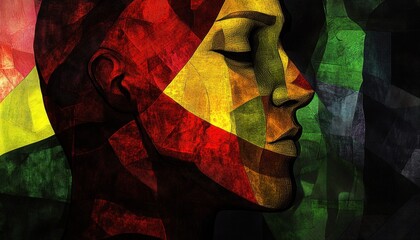 Abstrakte weibliche Profilansicht in warmen Farben
