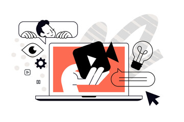 Video tutorial. Vector illustration for web banner, social media banner, business presentation, marketing material.