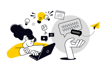 Social network and internet communication. Vector illustration for web banner, social media banner, business presentation, marketing material.