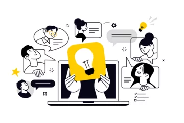 Selbstklebende Fototapeten Brainstorming. Vector illustration for web banner, social media banner, business presentation, marketing material. © PureSolution