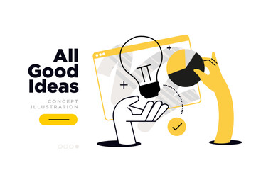 All good ideas. Vector illustration for website page design, web banner, social media banner, business presentation, marketing material.
