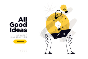 Fototapeta na wymiar All good ideas. Vector illustration for website page design, web banner, social media banner, business presentation, marketing material.