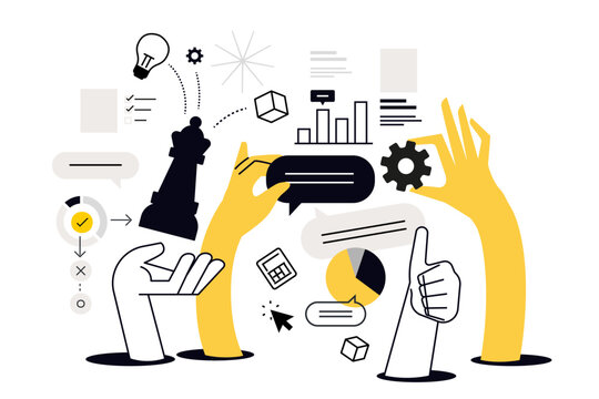 Project development process. Vector illustration for web banner, social media banner, business presentation, marketing material.