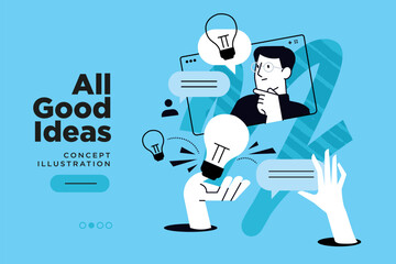 All good ideas. Vector illustration for website page design, web banner, social media banner, business presentation, marketing material.