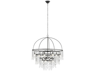 Aubrey Round Chandelier 4 tier , crystal and silver material , Elegant Lighting Fixture Against White bachground , 15 light-modern pendant light