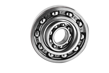 ball bearings on a white background. Parts for machines and mechanisms in rotation units. ...