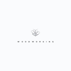 illustration consisting of a picture of a piece of wood and the inscription "woodworking" in the form of a symbol or logo
