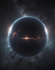 Mysterious, luminous sphere floats in dark nebula ,  deep space,  nebula,  glow