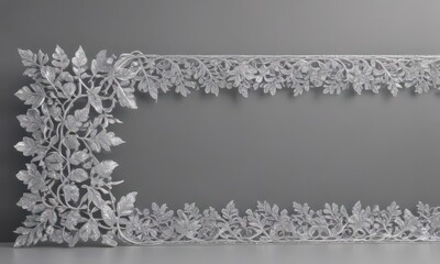 Intricate silver leaf lace border, shimmering background , elegant, refined, art deco
