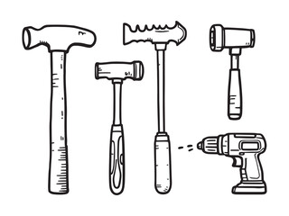 Hammer Tool Line Art Illustration